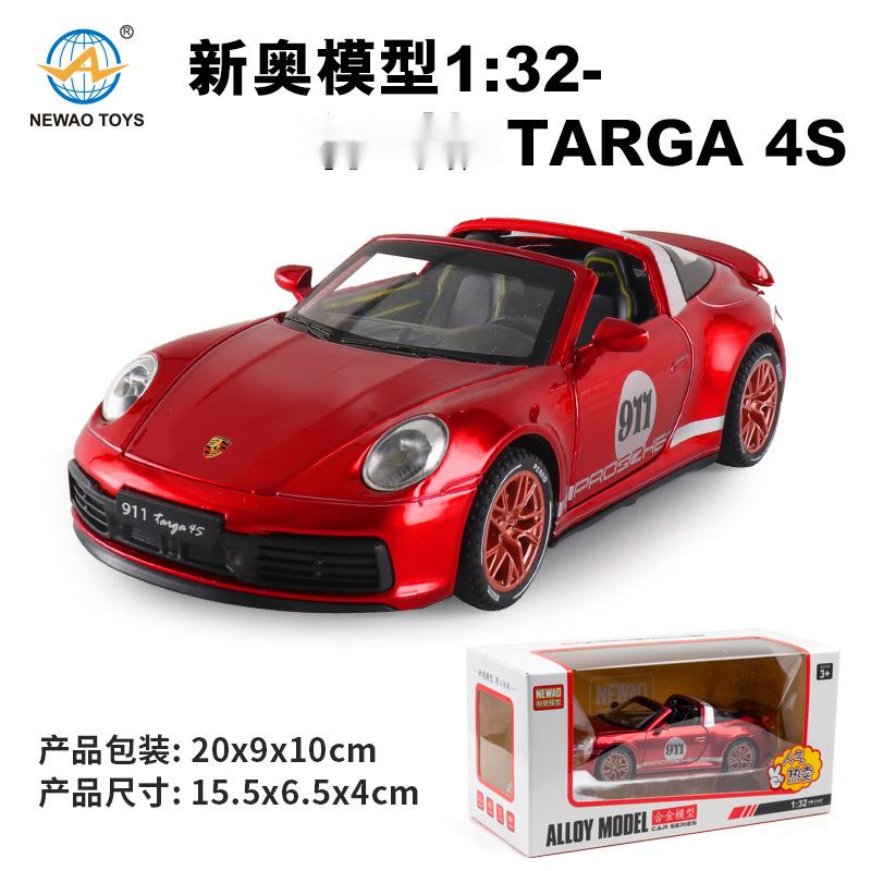 1:32 911 Targa 4S Суперкар Литой Модель Автомобиля Металлические Литые Игрушечные Машинки Звук и Свет Игрушка для Мальчика Коллекционные Предметы Подарок F365