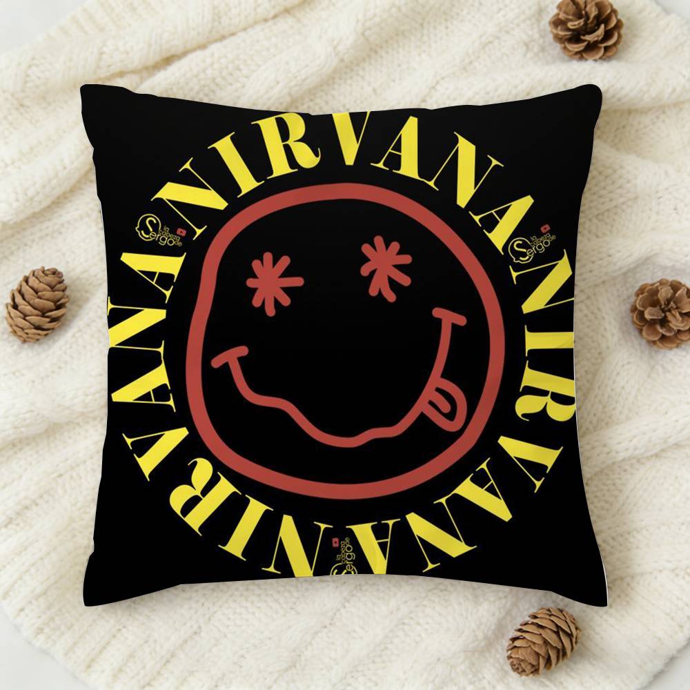 Band Nirvana Doublesided Printed Square Decorative Cushion Cover for Sofa Living Room Home Decor