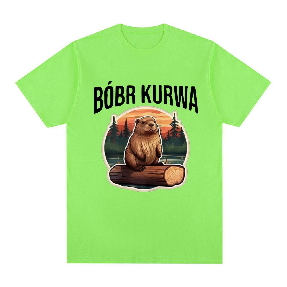 Футболка с принтом Bober Kurwa Bobr, смешной мем, графическая, мужская, женская, модная, хип-хоп, с коротким рукавом, свободная, 100% хлопок, комфортная футболка