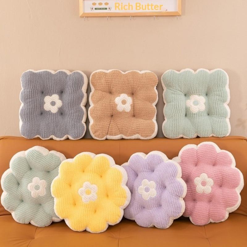 New Solid Color Simple Biscuit Comfortable Cushion Round Waist Protection Cushion Office Seat Square Breathable Cushion Gift
