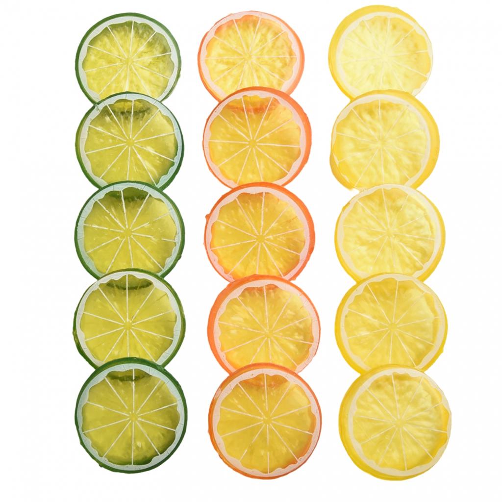 Assorted Color Artificial Lemon Slices Plastic Fake Lemon Slices