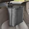 Leather Car Garbage Can Foldable Auto Trashes Can Large Capacity Storage Organizer Waterproof with Lid for Car Vehicle