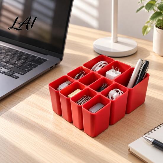 Electronics Accessory Case 11 Compartment Data Cable Storage Box Space Saving Drawer Bin Plastic Organizer USB Cables Chargers Keeper for