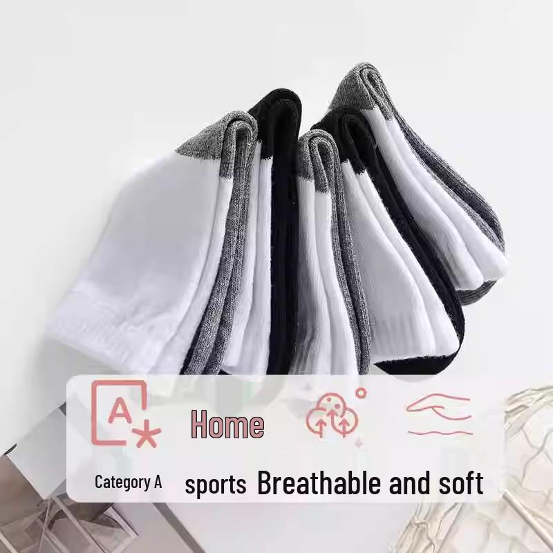 Детские хлопковые носки: Белые и черные, до середины икры, дезодорирующие, грязеотталкивающие, подходят для весны, осени и зимы