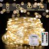 Waterproof Battery-Operated LED Fairy String Lights with Remote - Copper Wire Star Garland for Decoration