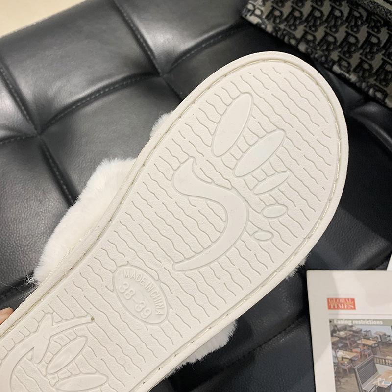 VAT-Compliant Fluffy Rabbit Fur Open-Toe Slippers for Cross-Border E-Commerce