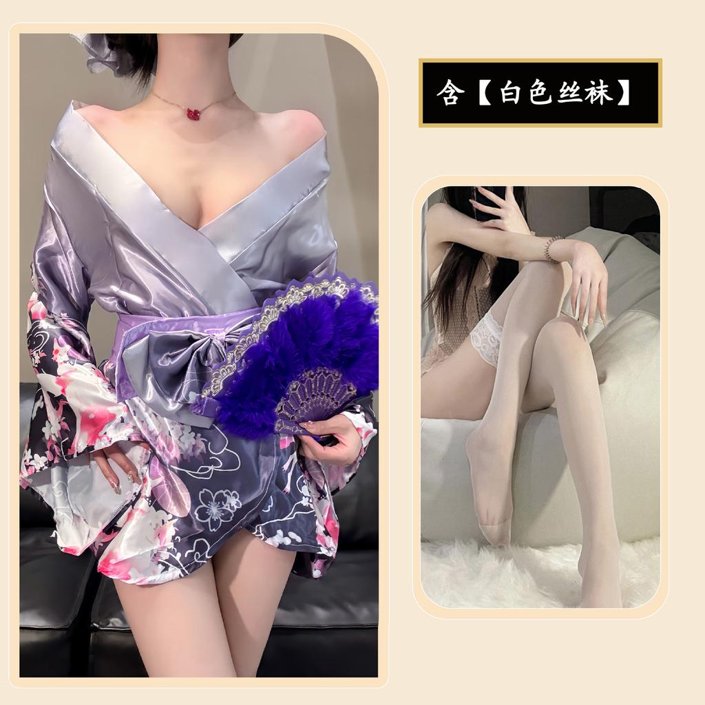 Сексуальное нижнее белье Сексуальный глубокий V Двумерный открытый сердечный японский халат Униформа Чистое желание Костюм Пижама