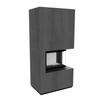 Modular Fireplace KRATKI FLOKI BOX Right 8 kW Ø 160 Quartz Sinter NATURALI PIETRA DI SAVOIA ANTRANCITE BOCCIARDATA