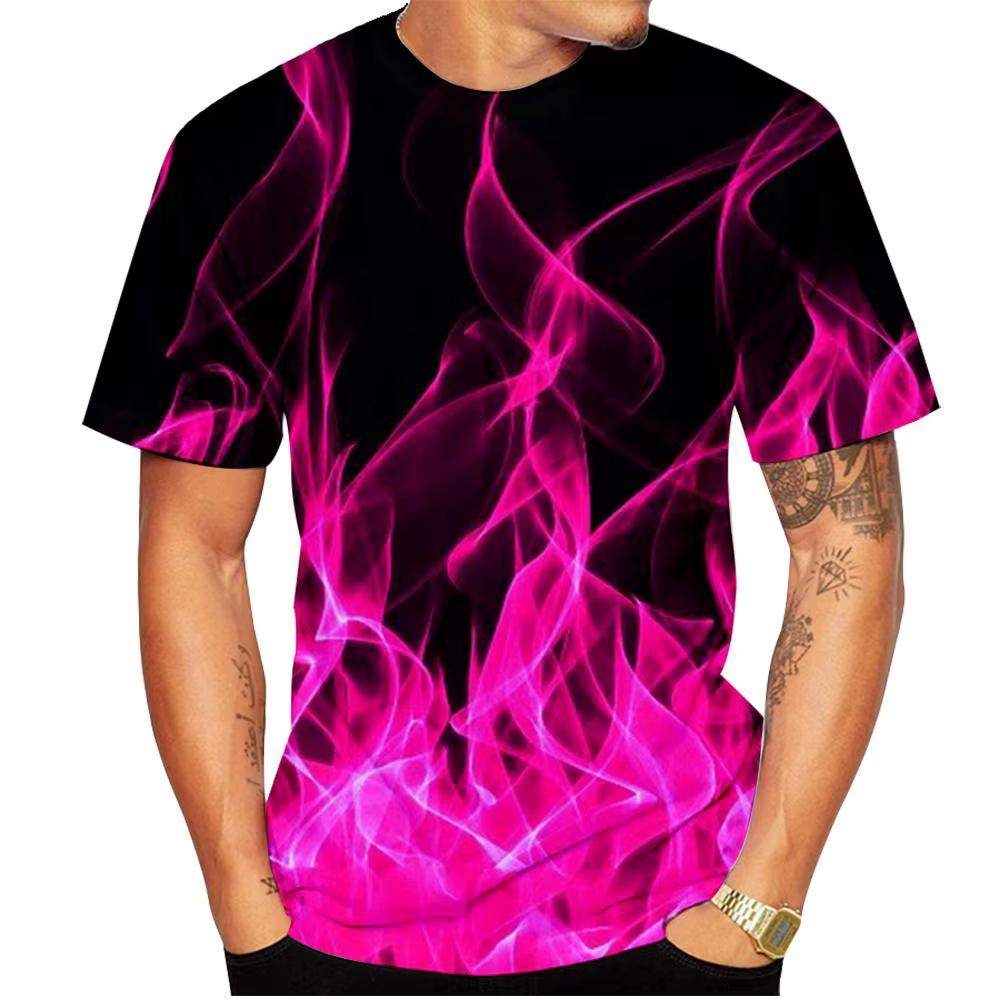 Футболка мужская и женская с 3D-принтом в виде пламени, хип-хоп, с коротким рукавом, больших размеров, уличная одежда, Харадзюку, Y2k топ