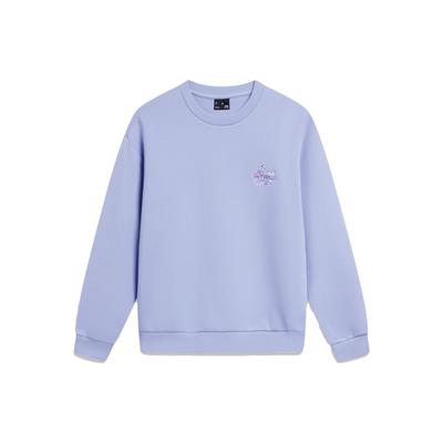 Li Ning Sports Trend Series Letter Print Casual Celebrity Neck Pullover Толстовка Женская толстовка Chuan-Gray-Blue AWDU038-5