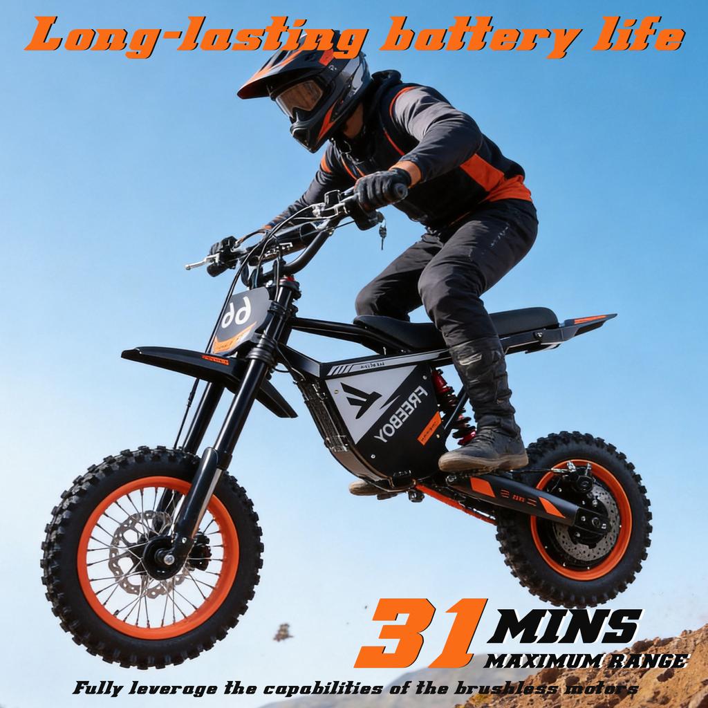Freeboy US EU Warehouse Long Range Electric Dirt Bike Hydraulic Disc Brake 48V 30Ah Battery 12 Inch Off-road Tire for Adults