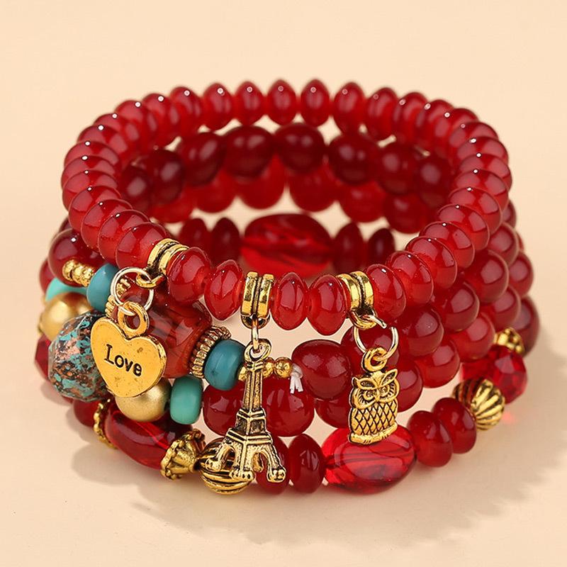 4 шт., комплект браслетов из бисера в богемном стиле с совой для женщин, массивные бусины ручной работы, браслеты-цепочки, женские ювелирные изделия в стиле бохо, подарки