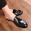Fashion Black Half Shoes for Men Mules Slippers Leather Shoes Casual Shoes Men Fashion Sapato Social Masculino Mocassin Homme Chaussure