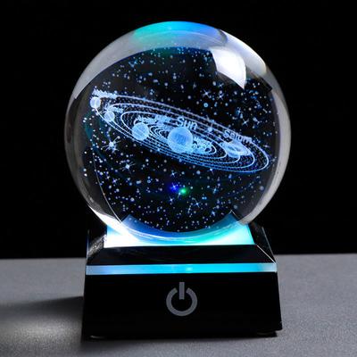 Творческий 3D внутренняя резьба светящийся хрустальный шар Галактика Солнечная система подарок на день рождения административное украшение дома