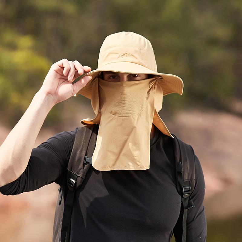 Summer Sun Hats Double Layer UV Protection Fishing Hunting Outdoor Cap Men Hiking Camping Visor Hat Removable Fisherman Hat Female