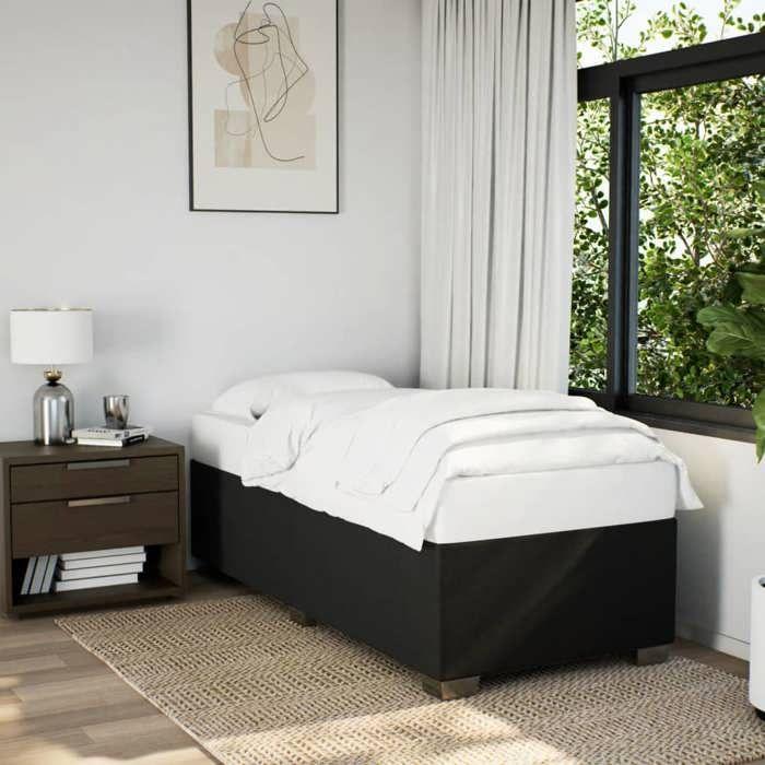 Cadre de lit avec matelas - Maison Exclusive - 90x200 cm - Tissu Noir - Housse lavable