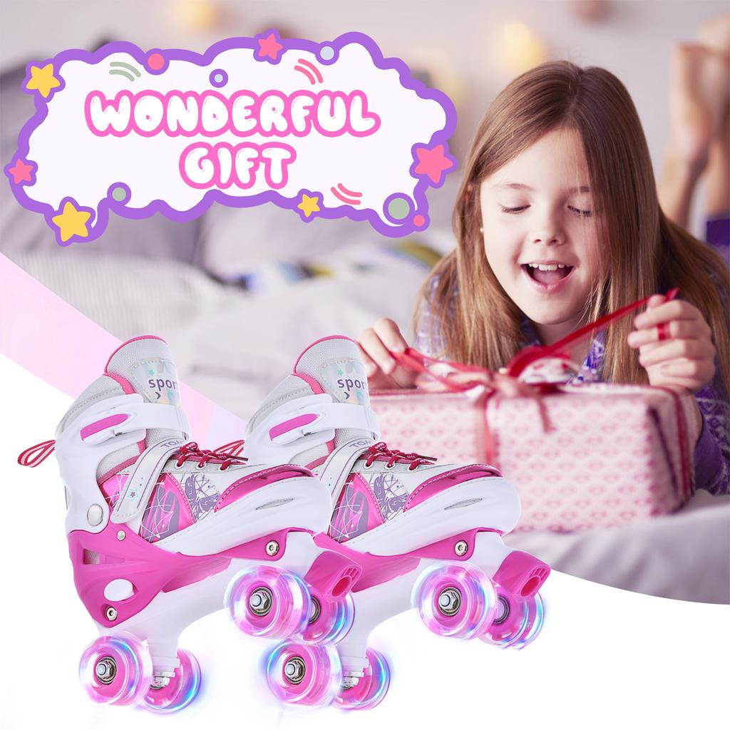 Roller Skates for Kids 4 Size for Children of Different Ages Adjustable Light Up LED Luminous Wheels
