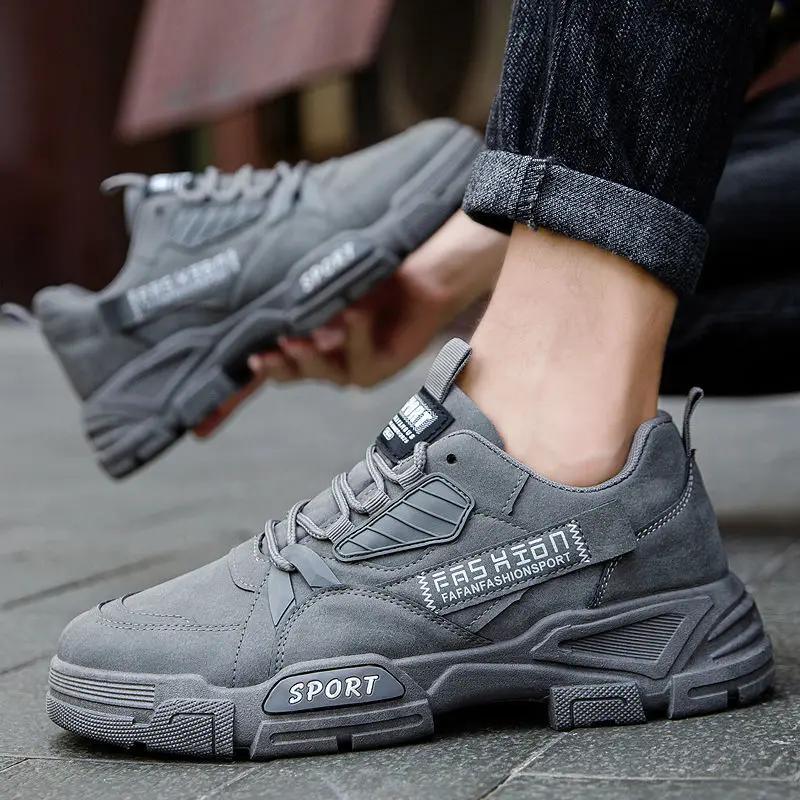 Новые дизайнерские кроссовки из искусственной кожи, мужская обувь на открытом воздухе, повседневная модная мужская прогулочная обувь для отдыха, низкая помощь, платформа на шнуровке, осень