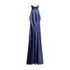 Spring New Sleeveless A- line Formal Dress Halterneck Silk Satin Texture Half Turtleneck Dress 8739331