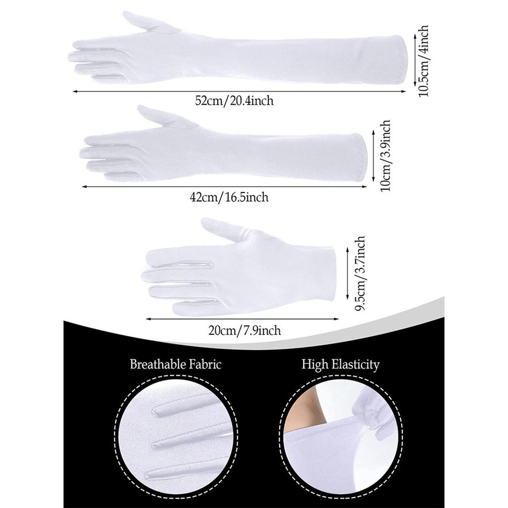 Long Gloves Stretchy Sun Protection Soft Breathable Black Elbow Length Gloves for Wedding Party