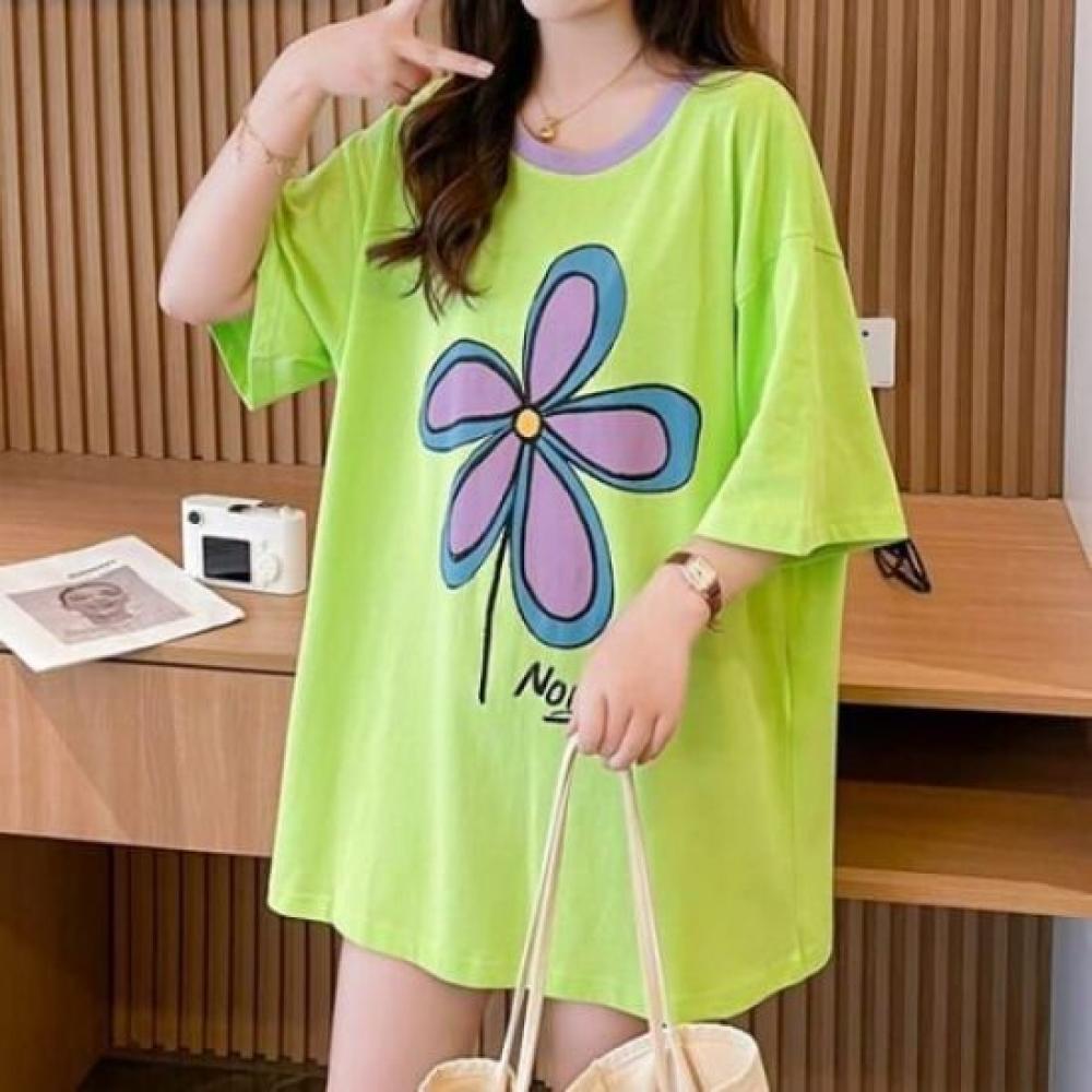 Navava Women Loose FiT T shirT Flower prinTing nT2549