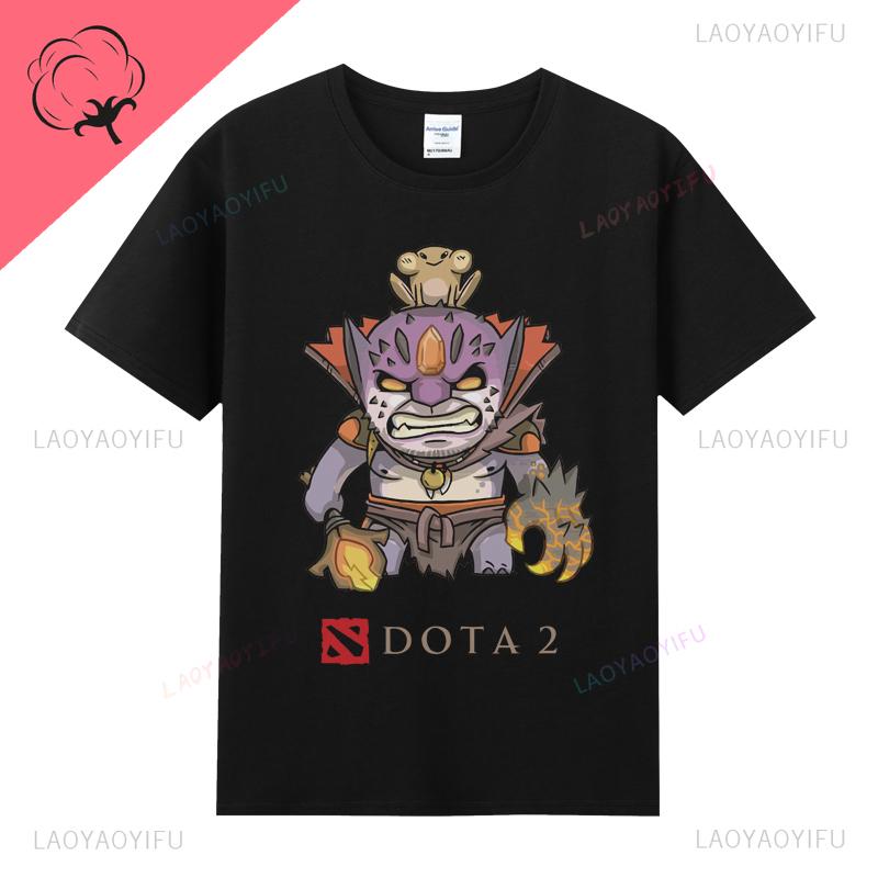 DOTA 2 Футболка Известная Игровая Футболка Одежда Мужская 100% Хлопок Круглый Вырез Повседневная Классическая Подарки для Геймеров Топы Футболки с Принтом