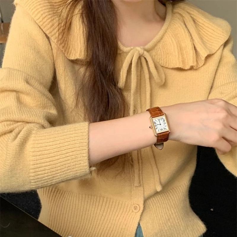 Женский осенне-зимний однотонный вязаный кардиган с завязкой на шее