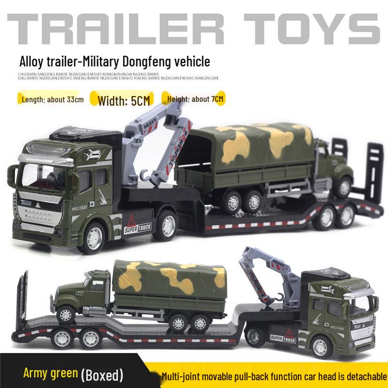 Children's Alloy Transport Toy: Pull-Back Fire Truck, Trailer, Tank & Excavator