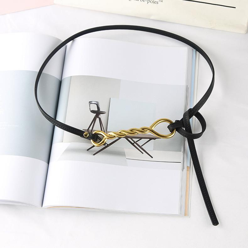 Fashion Gold Twists Knot Decoration Women Thin Belt For Fashion Dress And Summer Outfits