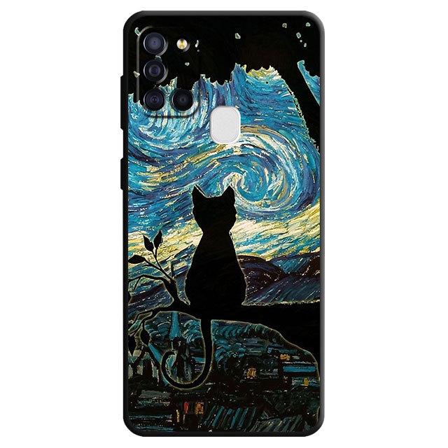 Милый чехол с изображением кота для Samsung Galaxy A20e A10 A40 A02s A03s A04s A03 Core A04 A50 A70 A10s A02 A01, мягкий черный чехол из ТПУ