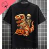 Funny Halloween TRex Dinosaur Pirate Graphic Tshirt Pure Cotton Shortsleeve Casual Humor Style Tshirt for Halloween Clothing