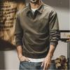 Мужская винтажная рубашка поло с длинным рукавом, новый весенне-осенний стиль, свободная, модная, универсальная толстовка с воротником