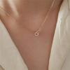 Korean Exquisite Pavé Crystal Geometry S925 Sterling Silver Pendant Necklace Women Fashion Charm Party Jewelry