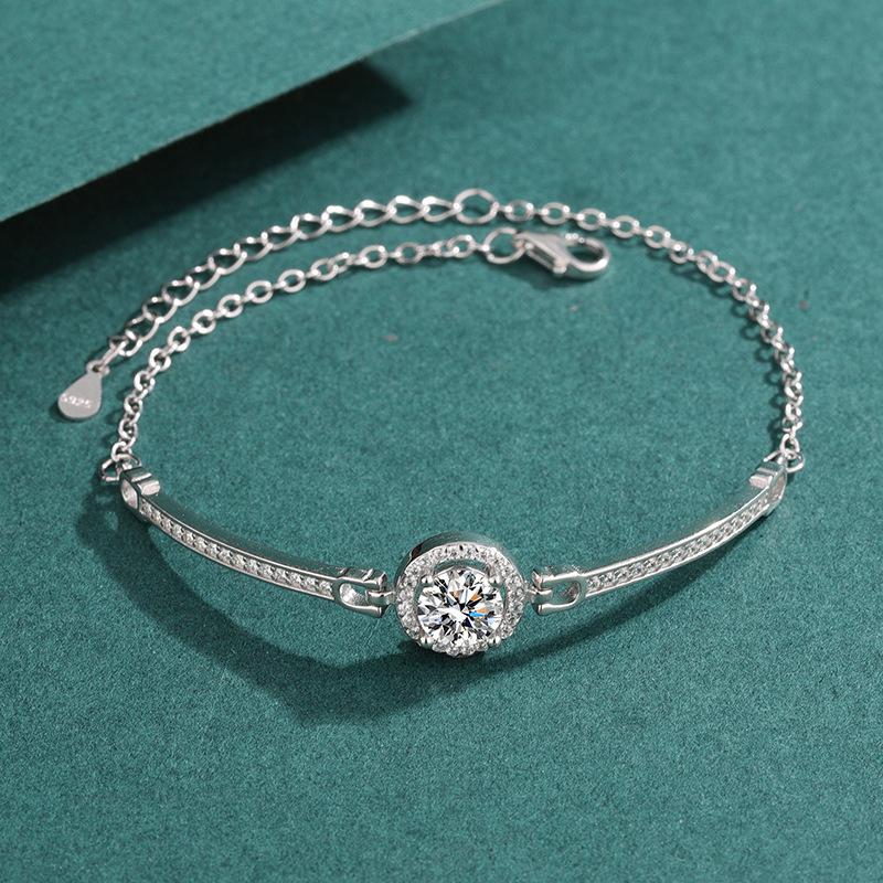 S925 Sterling Silver Sunflower Bracelet Women's Light Luxury High-end Ins Bracelet Temperament Exquisite Diamond-encrusted Half-bracelet Jewelry