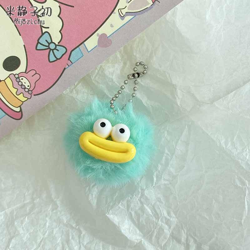 Funny Sausage Mouth Keychain - Cute Plush Hairball Pendant for Backpacks & Car Keys, Whimsical Bag Charm Accessory Gift