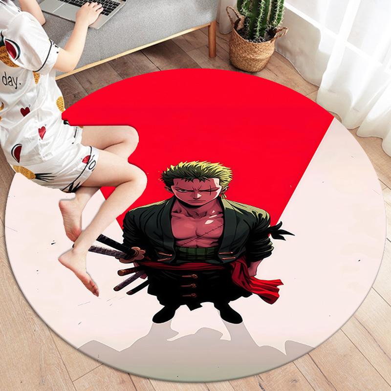 Ковер круглый ковер Ророноа Зоро из One Piece для гостиной, спальни, дивана, игровой комнаты, нескользящий коврик для пола