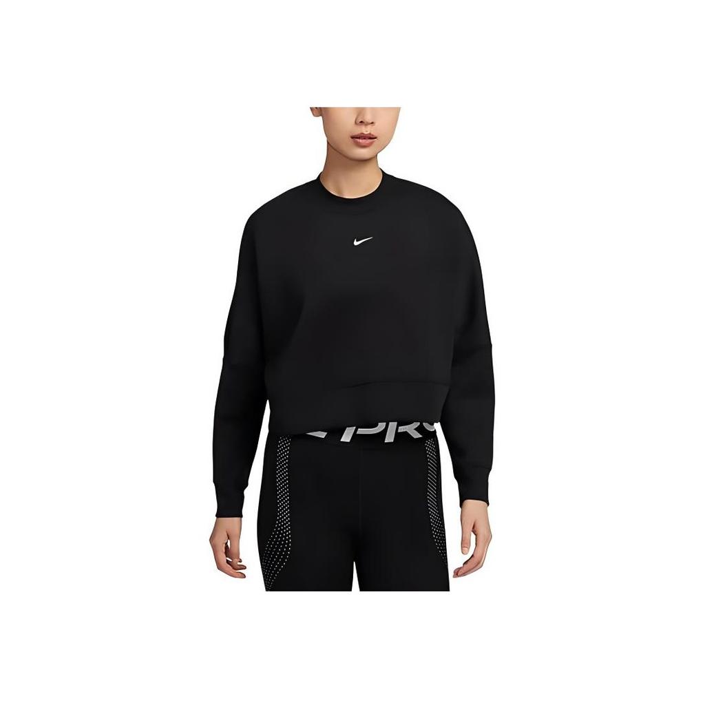 Nike SS25 Prima DF Crew Top Однотонный Универсальный Пуловер С Длинным Рукавом Толстовка Женские топы Черный HJ1187-010