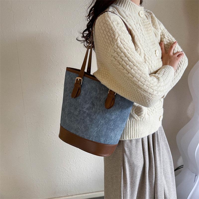 Женская наплечная сумка для женщин большой вместимости для новой работы, поездок на работу, модная, повседневная, новая зимняя ретро сумка-ведро