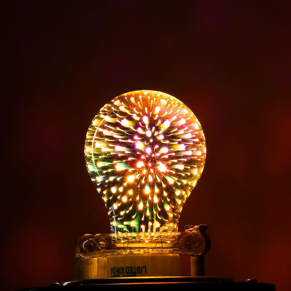 Шаровой светильник 3 Вт, винтовой разъем, держатель E27, стеклянная лампа Эдисона, 3D лампа для фейерверков, вечерние лампы