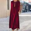 Женское бархатное платье Осеннее повседневное с круглым вырезом и длинными рукавами Платье макси свободного кроя для гостьи на свадьбу Коктейльное вечернее платье