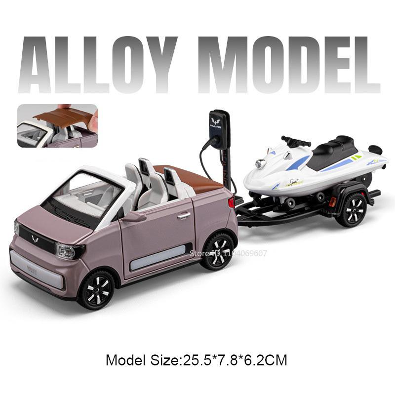 1:24 Игрушечная машина WuLing HongGuang Mini EV Модели Сплав Литье под давлением Звук Свет Откатная Дверь Открывается Резиновые Шины Украшение Автомобиль Подарки