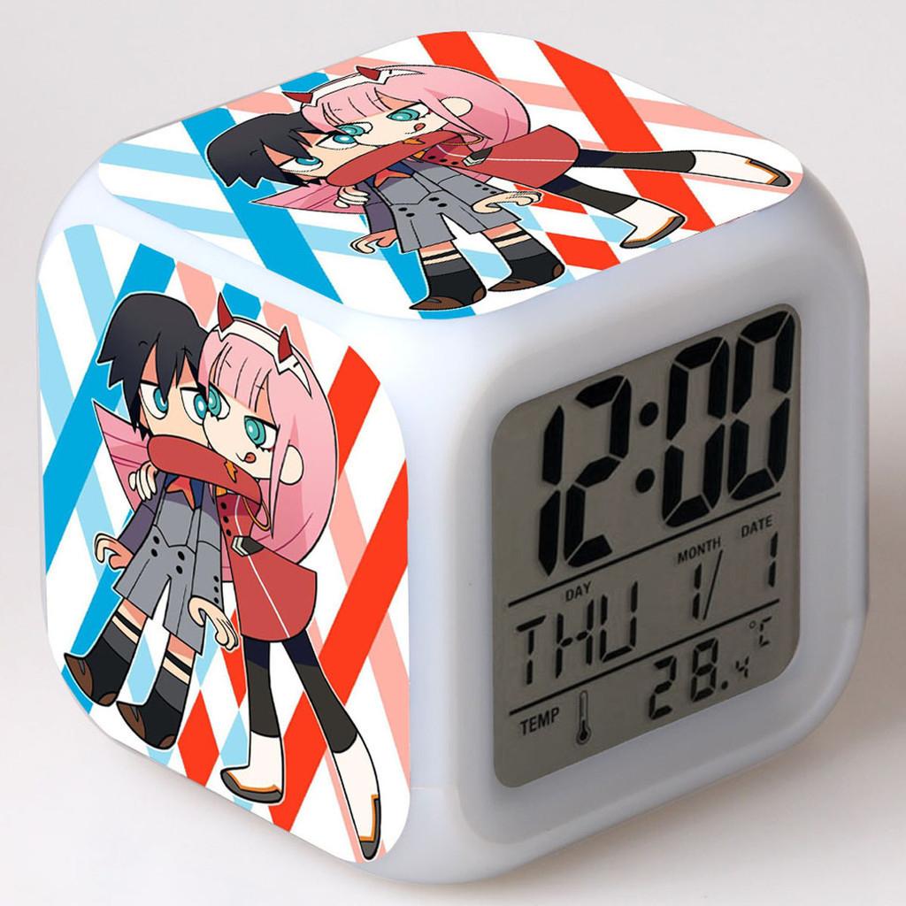 Charming Darling In The Franxx Multi-function 7color Led Alarm Watch Clock Ideal For Gifting