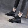 Модные новинки осени 2024 года из натуральной кожи в британском стиле, женские модные ботинки, короткие ботильоны на шнуровке, женская зимняя теплая обувь