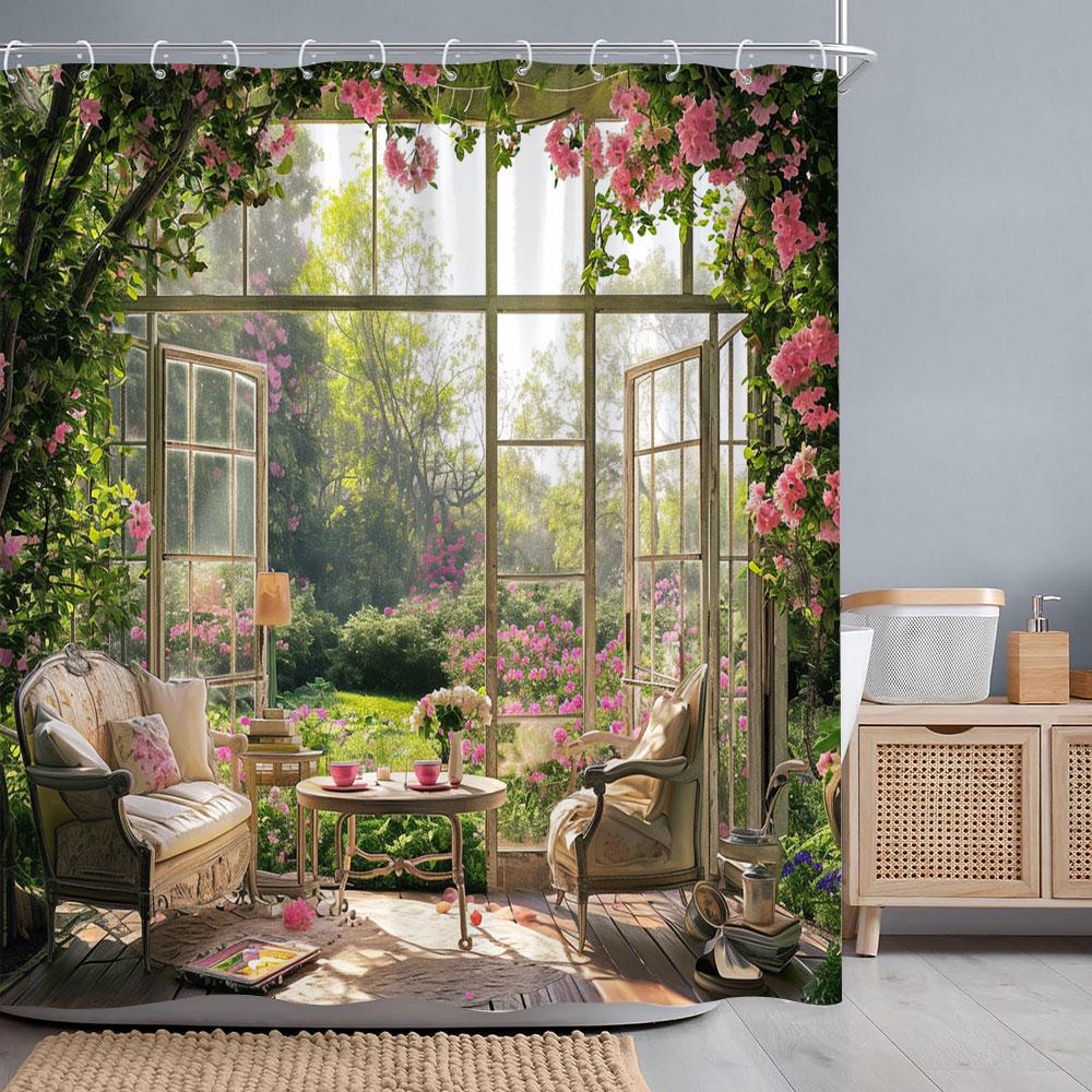 Ретро Деревенские Деревянные Двери Шторки для Душа Винтажный Фермерский Дом Амбар Старая Дверь Домашний Декор Водонепроницаемый Полиэстер Набор Занавесок для Ванной