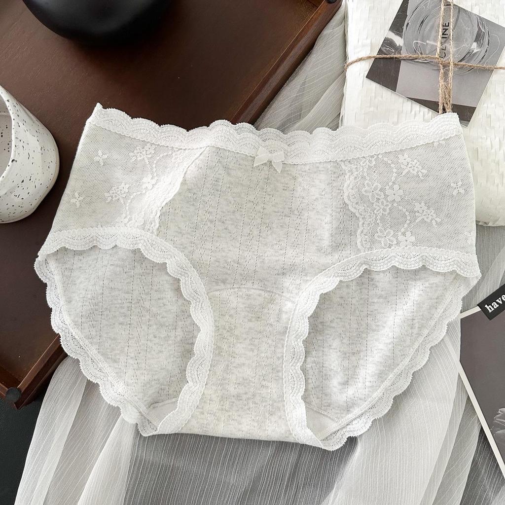 9366 Beautiful 3D Lace Jacquard Cotton Women's All-Cotton Class A Triangle Panties with Hip-Wrapping Extended Crotch