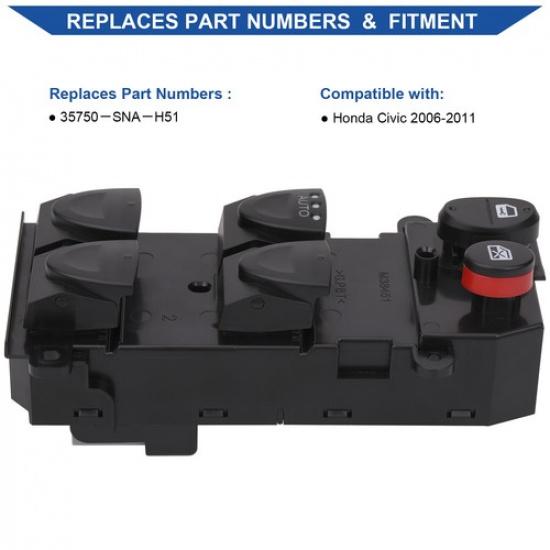 Power Window Switch Control Button For Honda Civic 2006-2011 35750-SNV-H51 1AUTO
