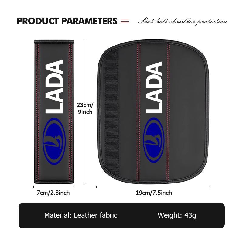 For Lada 1/2PCS Car Styling Leather Seat Belt Shoulder Cover Protection Padsor Accessories Samara Niva Vesta Granta Riva Priora PP4