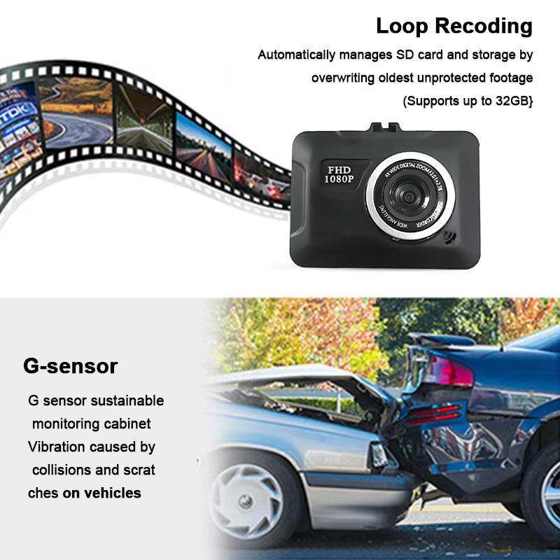 Автомобильный видеорегистратор FHD 1080P с ночным видением, модернизированный 2,0-дюймовый мини-экран для автомобиля, видеорегистратор с ночным видением, камера для парковки черного ящика