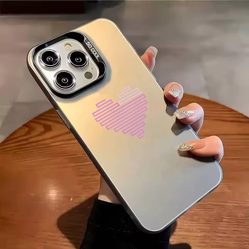 Чехол для телефона для влюбленной пары L Для iPhone 17 16 15 14 13 12 11 Pro Max Plus Серебряный конфетный Матовый чехол