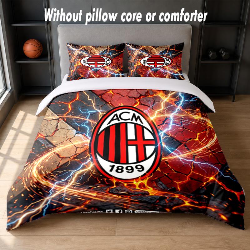 AC Milan Design Bed Bedding Set 1 Duvet Cover + 2 Pillowcases Soft Breathable Household Bed Linens
